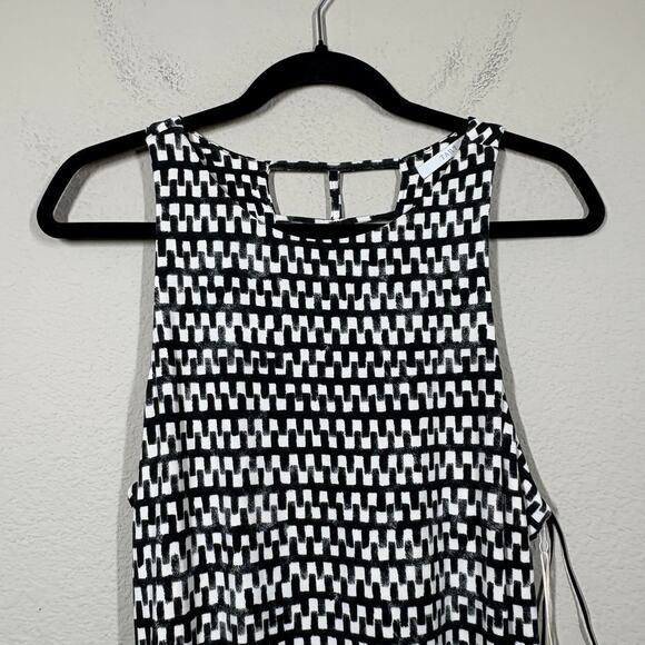 Tart Large Tile Print Midi Dress Black White Cut Out Modal Sleeveless Stretch - Picture 4 of 10